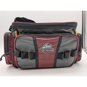 Okeechobee Fats Fishing Tackle Bag Burgundy Gray Shoulder Strap Multi-Pocket